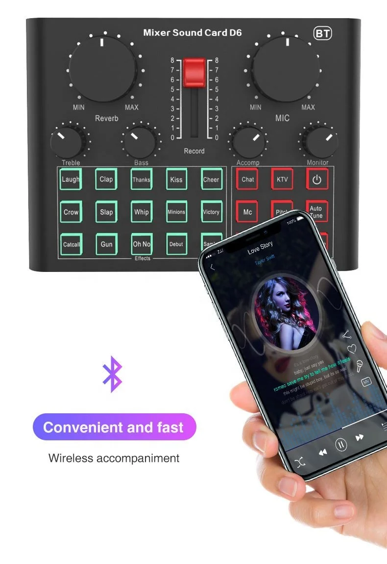 Audio Interface Soundcard Midi Sound Card With Microphone