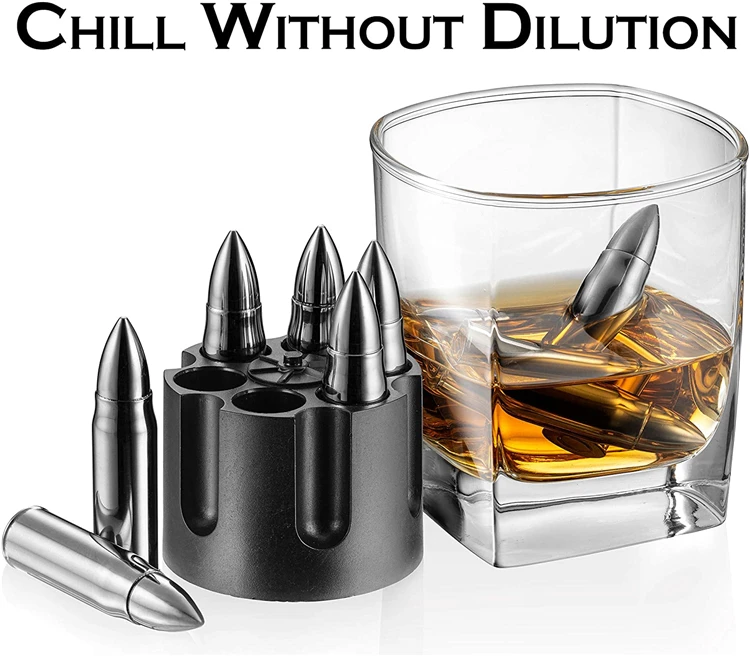 Stainless Steel Ice Stones Reusable Metal Ice Cubes Whiskey Stones Bullets