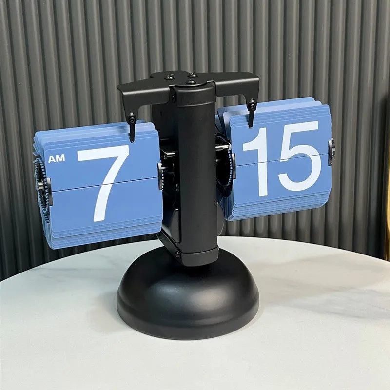 Small Scale Retro Flip Clock Stainless Steel Quartz Clock Watch Internal Gear Operated Square Living Room Sports Game Timer