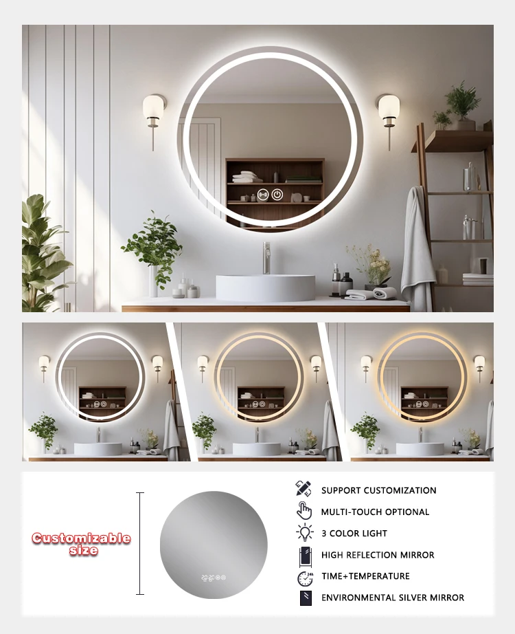 product round led bathroom mirror with adjustable brightness and anti fog design for contemporary spaces-5