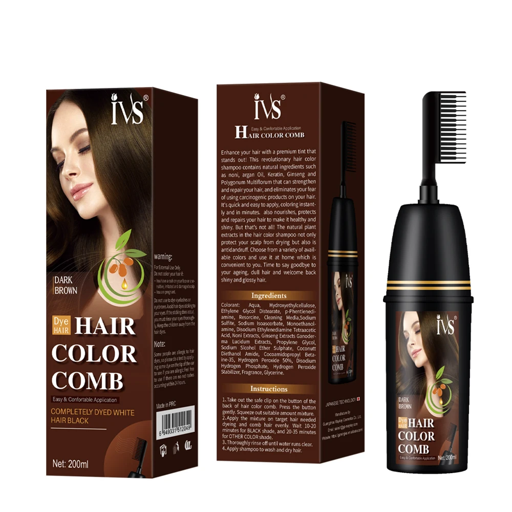 OEM Color Dyeing Cream Home Use Black Hair Cream Ingredients Permanent Easy Coloring Hair Dye Cream With Comb Natural