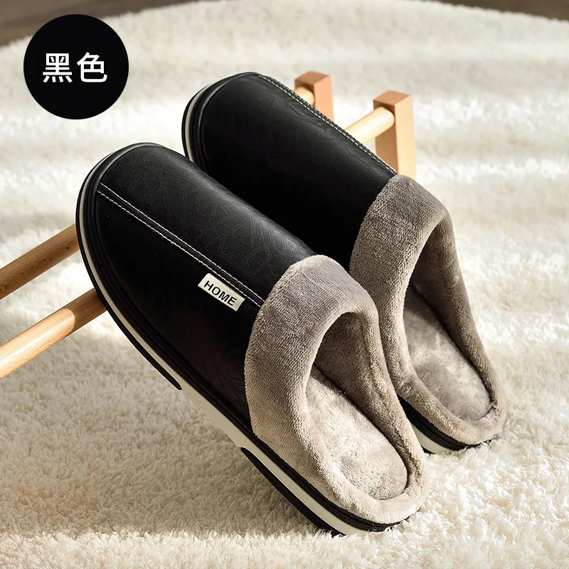 leather memory foam slippers