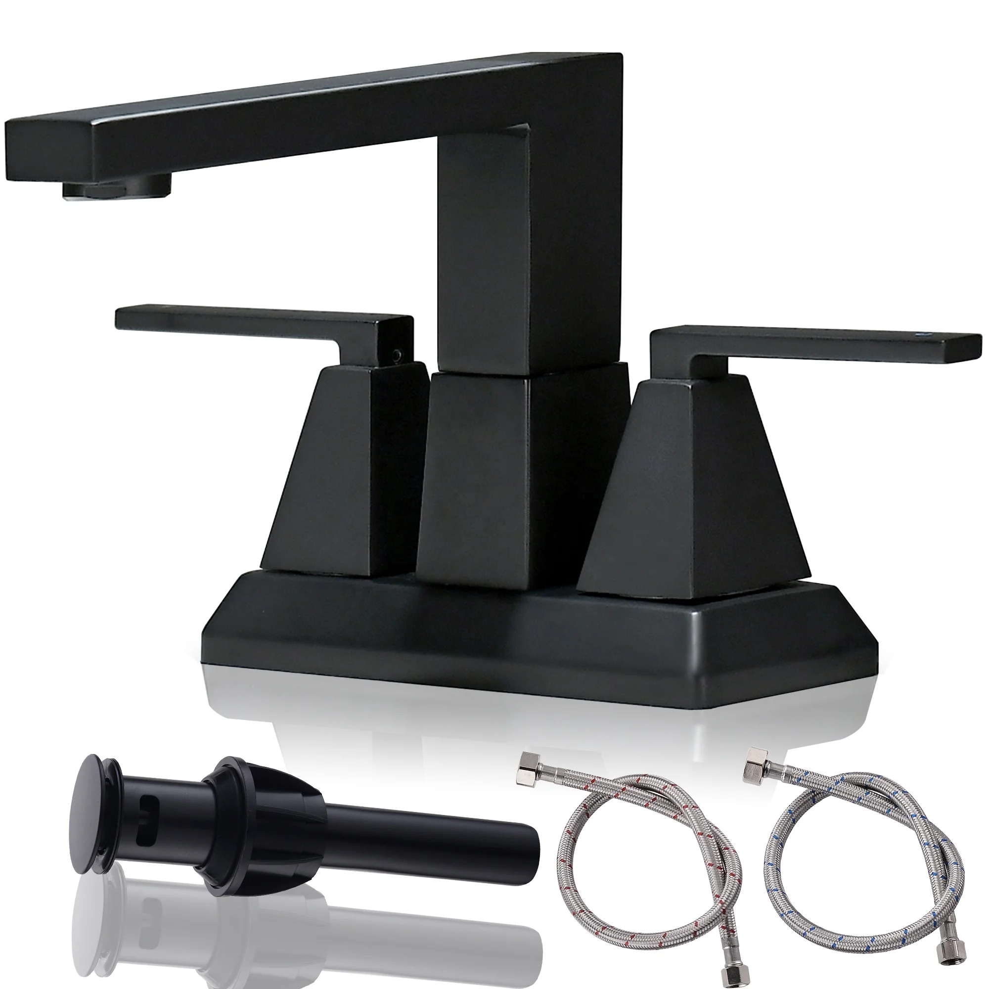 Modern Matte Black Touchless Sensor Pull Spray Ceramic Valve Core Zinc Alloy 3 Hole Centerset Dual Handle Deck Mount Faucet