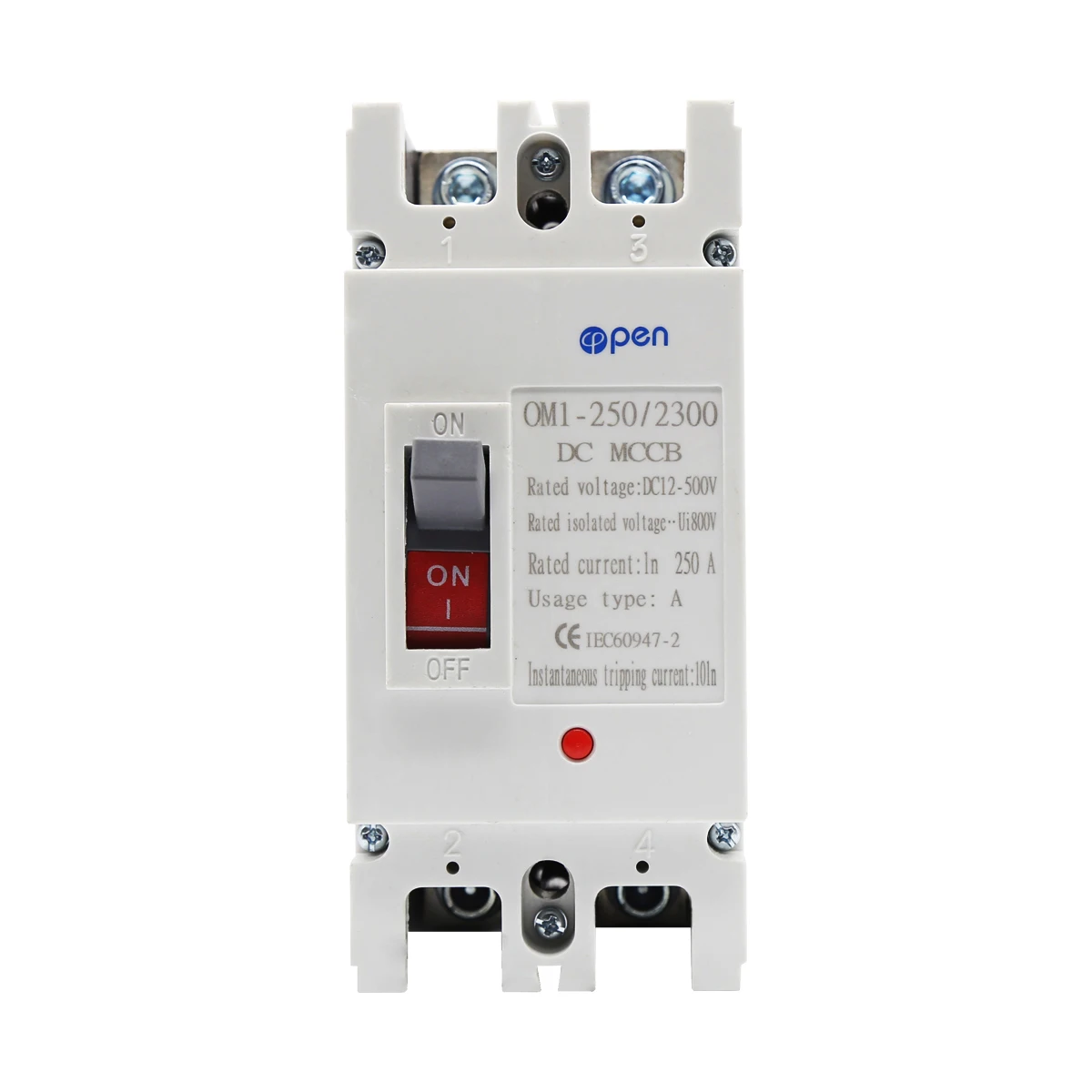 DC MCCB Circuit Breaker 1P 2P 12V 24V 48V 250A Moulded Case Battery 100A 200A 300A 400A Car Charging Pile Protector