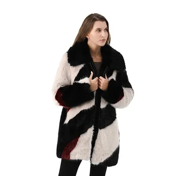 Hot Sale Winter Warm Clothes Ladies Woolen Quilted Jacket Faux Fur Long Jacket Mink Coat Women