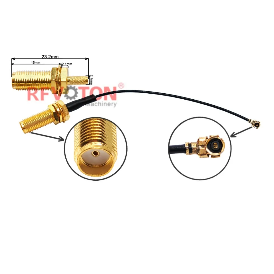 Factory UFL Female Jack to U.FL MHV Jack Right Angled 90 Degrees RA 1.13mm RF Pigtail Jumper Cable Assembly 10cm