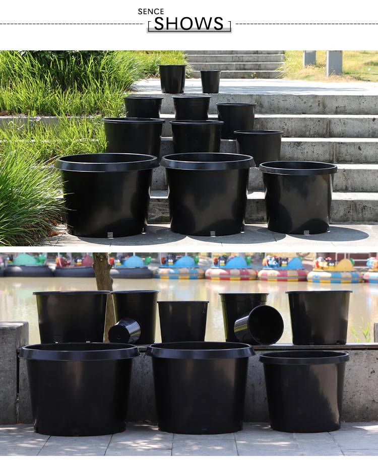 Wholesale 1 2 3 5 7 10 15 20 25 Gallon Black Plastic Nursery Pot Planter  for Garden Home Greenhouse Horticulture for Bonsai