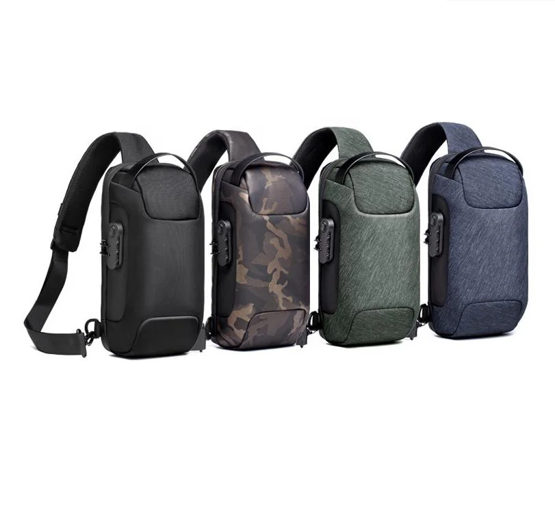 HK Men's Waterproof Crossbody Bag Fashion Oxford Shoulder Sling Bag  Multifunction Short Travel Messenger Chest Pack For Male
