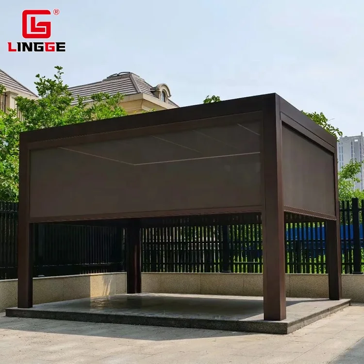 Remote Control Outdoor Pergola Motorized Louvered Roof Pergola Strong Durability Customized Modern Aluminum Gazebos