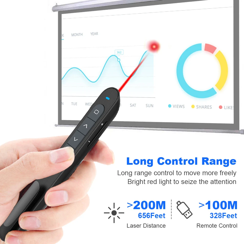 Custom Logo USB Wireless Presenter with RED Laser Pointer Remote Control Laser Pointer Specifications