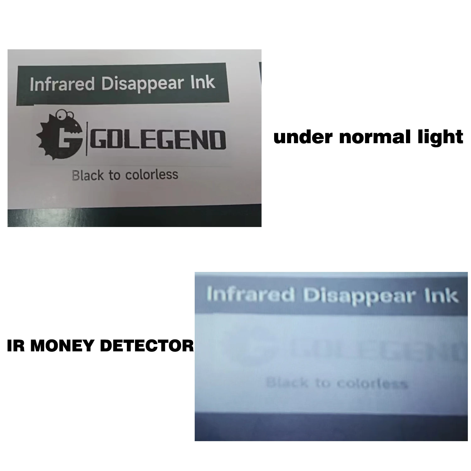 GDLEGEND Security Ink Infrared Transparent Ink Black to Transparent for Screen Printing 850nm