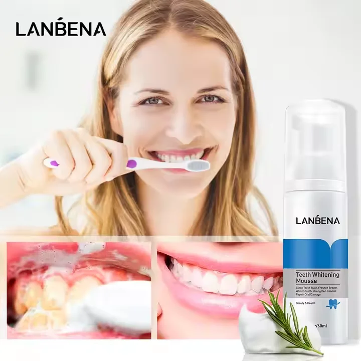 LANBENA Private Label Teeth Whitening Foam Mousse Remove Teeth Stain Tooth Brushing Freshen Breath