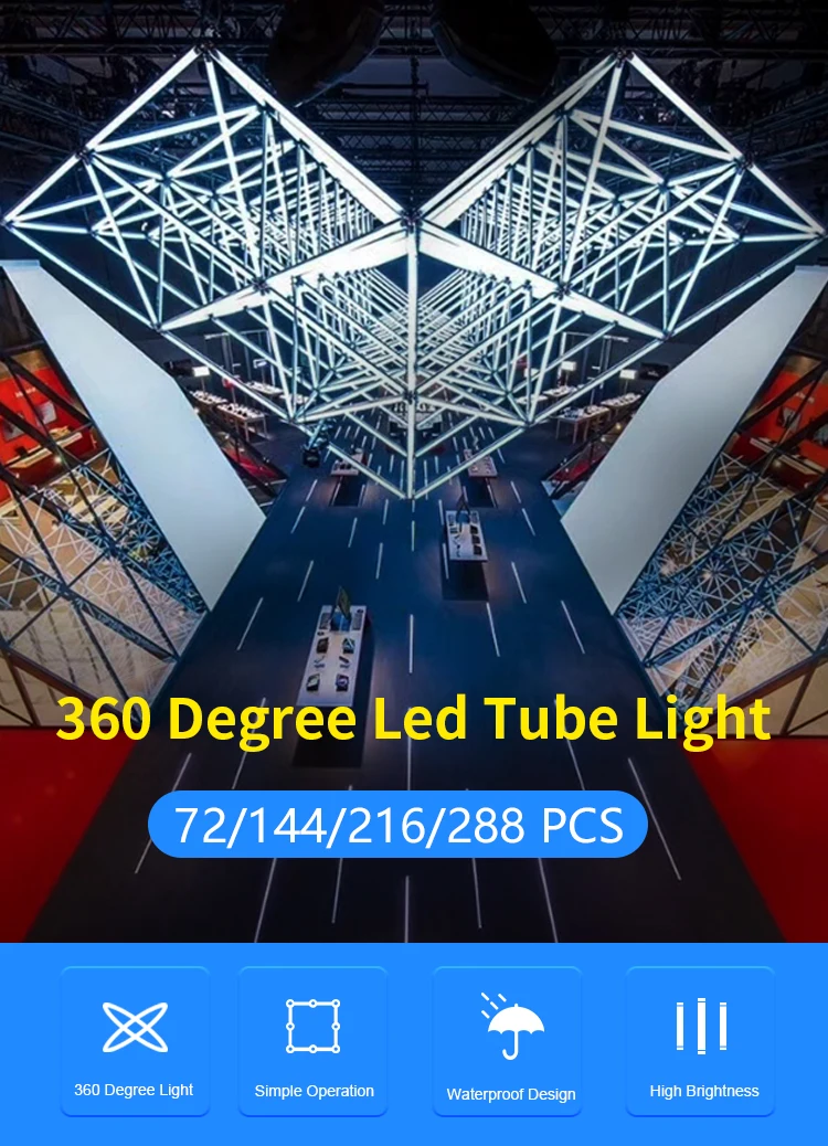 0.5M 360 grados de luces de tubo de iluminación de la etapa de múltiples colores RGB colorido tubo de píxeles LED