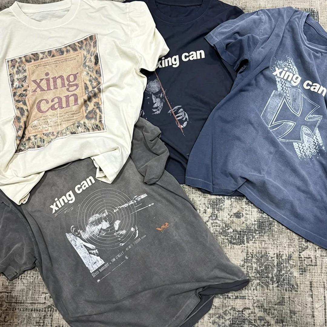 Niesterowna odzież uliczna z organicznej bawełny, T-shirt z cyfrowym nadrukiem DTG, luźny model oversize z nadrukiem sitodrukowym i sublimacyjnym, prostokątny krój, 100% czysta bawełna peletonowa dla mężczyzn