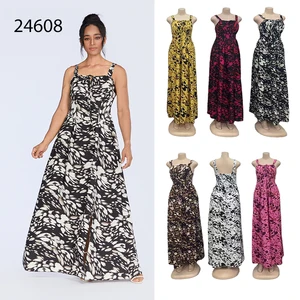 New Wholesale Ladies Elegant Fashion Summer Casual Printed Strap Backless Split Dress