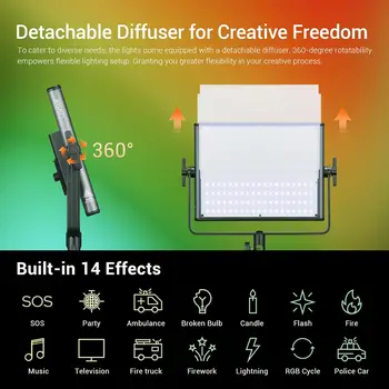Godox-LDX50R Ldx50 R RGB LED Video Light 63W 2500K-10000K LED Panel Light for Vlogging Soft Lights for Photography detail image