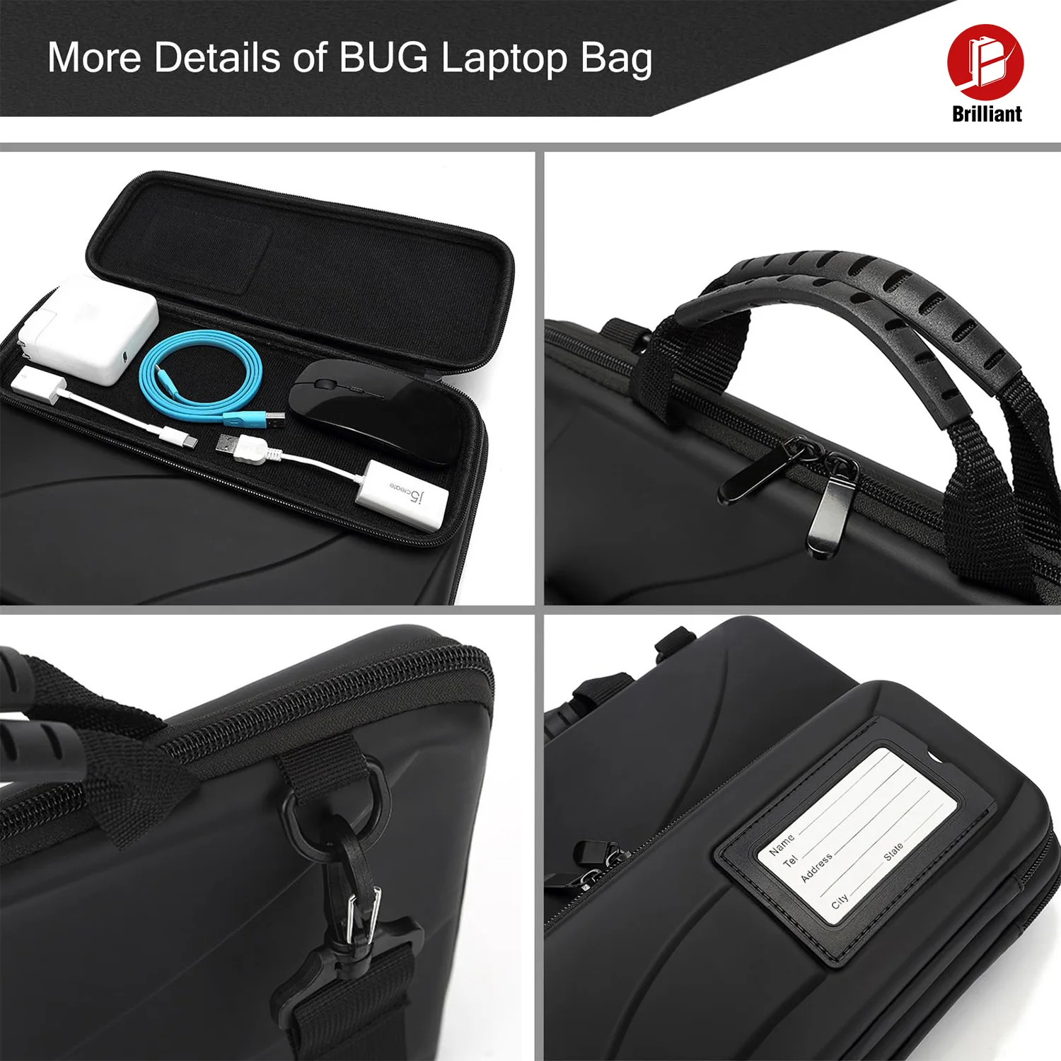 15.6 Inch Hard Shell Laptop Shoulder Bag for Men Women Shockproof Protective EVa Laptop Sleeve Case for MacBook Air