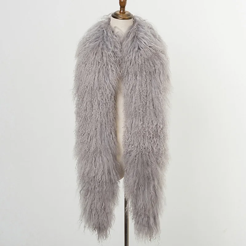 Новый дизайн пушистые длинные меховые шарфы женский шарф из натурального монгольского