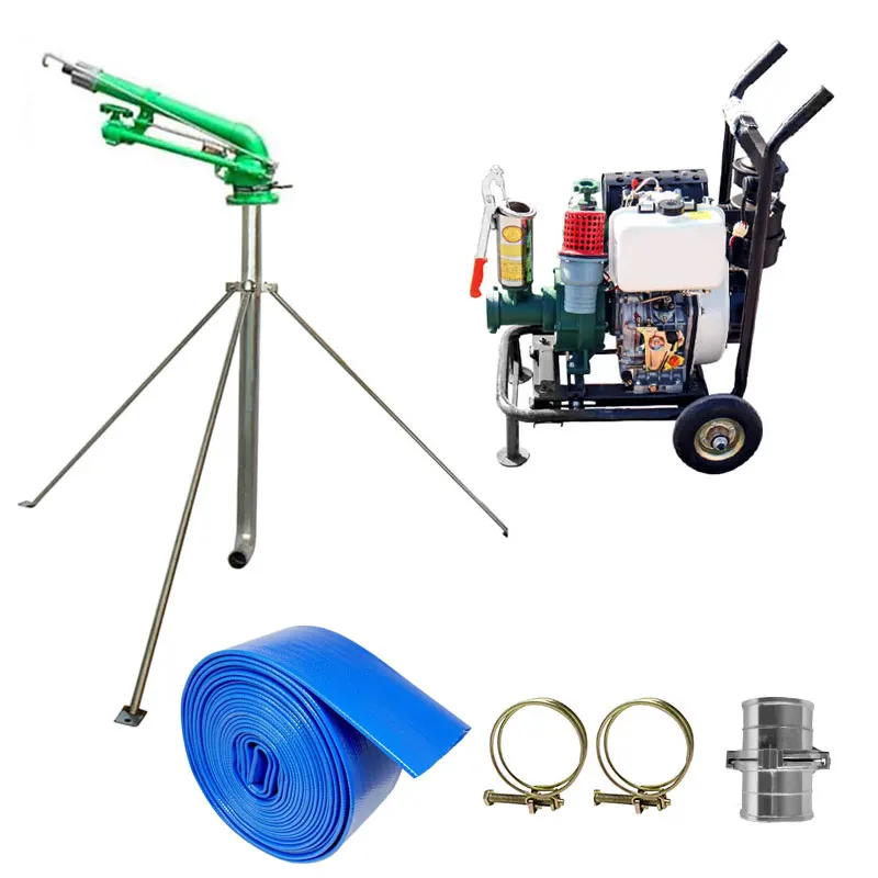 Portable 100 m Diesel Gasoline Water Pump Irrigation System for Farm Grass Garden Sprinklers Watering Spray Gun Sprinkler