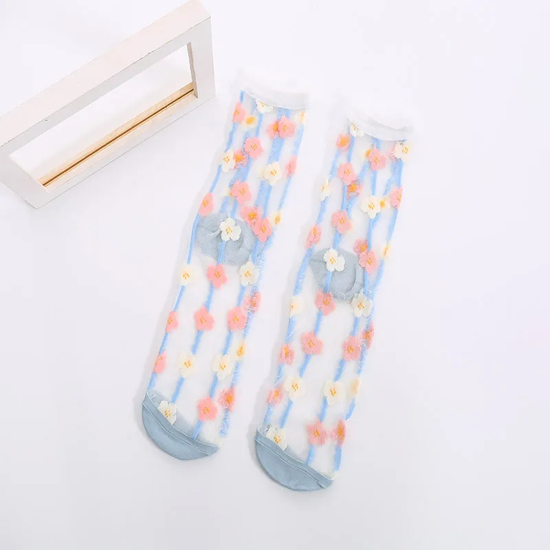 Wholesale Summer Aesthetic Flower Ultra Thin Socks Fashion Transparent ...