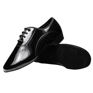 Boys' National Standard Dance Shoes Low-Heeled Soft-Soled Waltz Shoes Bright Leather Square Dance Shoes
