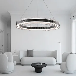 Decorative Modern Minimalist Style Rustic Ceiling Art Glass Ring Black Pendant Light Fixture
