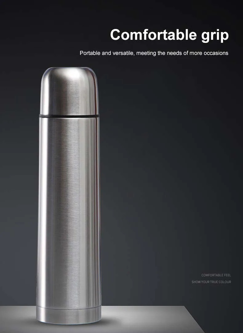 Custom Large Capacity 304 Stainless Steel Thermos Straight Cup Outdoor Sports Kettle Bullet Vacuum Water Bottle for Travel