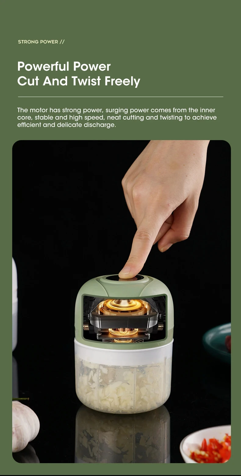 Mini Electric Vegetable Cutter Chopper Garlic Masher Crusher USB Rechargeable Ginger Meat Grinder Food Processor Kitchen Gadget