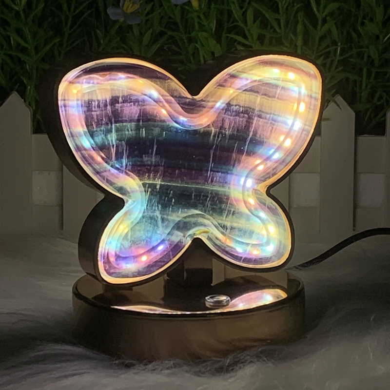 Natural Healing Crystal Stone Quartz Fluorite Agate USB Bedside Lamp for Decoration