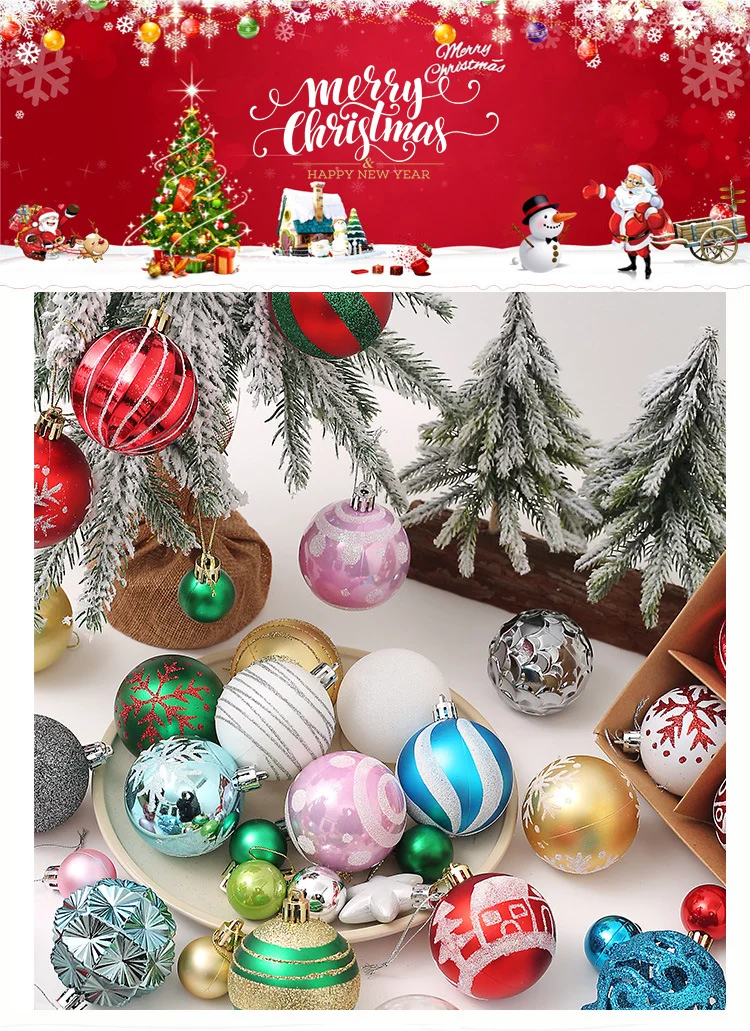 Xmas New 42 Pcs Per Set Christmas Painted Ball Gift Box 3cm/6cm Set
