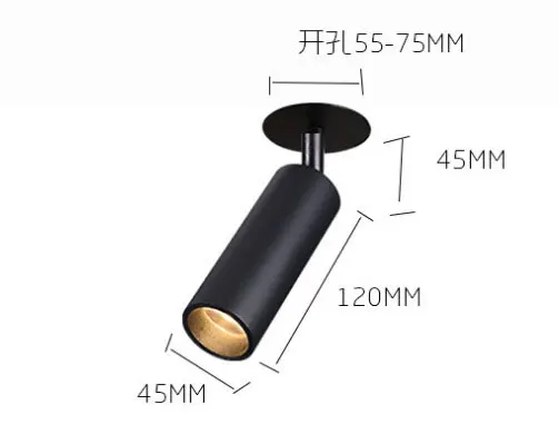 Perforated track spotlight embedded moving head ceiling tube spotlight 20W30W stretched 360 cylinder rail LED spotlight