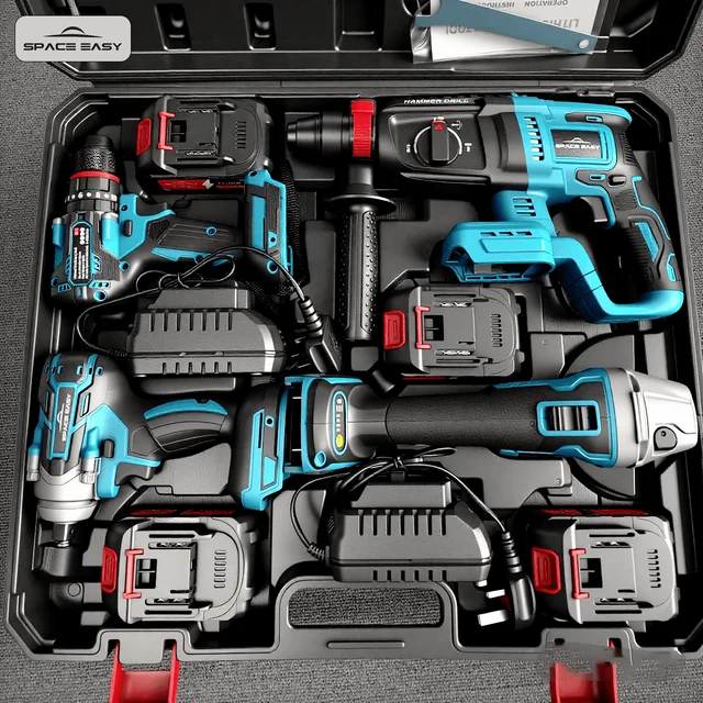 MKT Best Discount Certificated Quality Blue Cordless Combo Power Tools 4 in 1 Kit Set with 18V 21V Battery for Professional Use