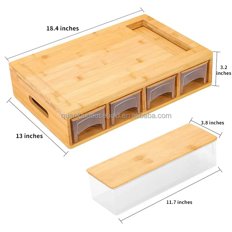 bamboo cutting board with containers prepdeck