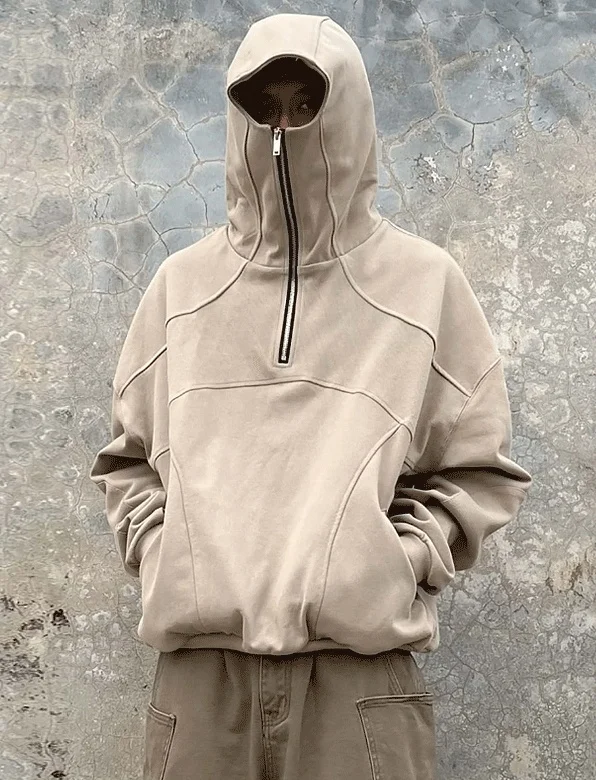 Salati Custom Heavy French Terry Masked Pullover Oversized Blank Balaclava Ninja Acid Wash Hoddies Men Hoodie With Face Masked gallery 2