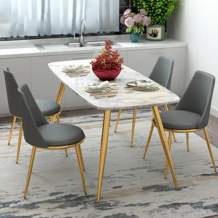 Nordic home living room marble dining table hotel furniture dining table and chair light luxury restaurant cafe table