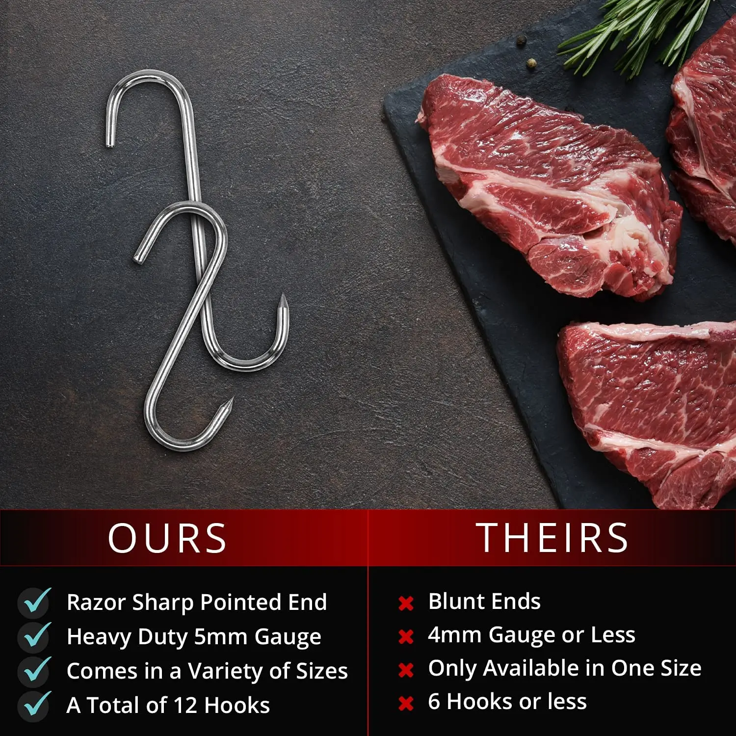 5mm Stainless Steel Butcher Hooks Hanging Meat Butcher S Hook Grill