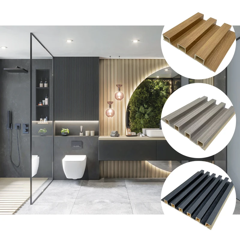 Wooden Grain Cladding Wpc Fluted Wall Panels For Indoor Decoration ...
