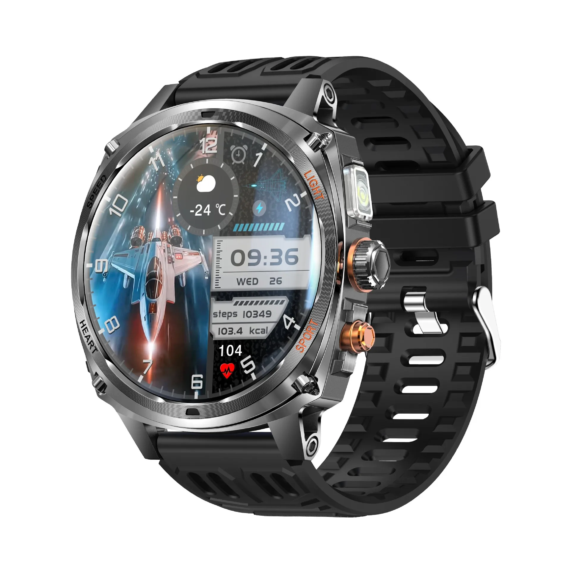 V95 Outdoor  Smart Watch 1.75-inch Amoled Screen Bt Call 800mAh Battery Flashlight Waterproof