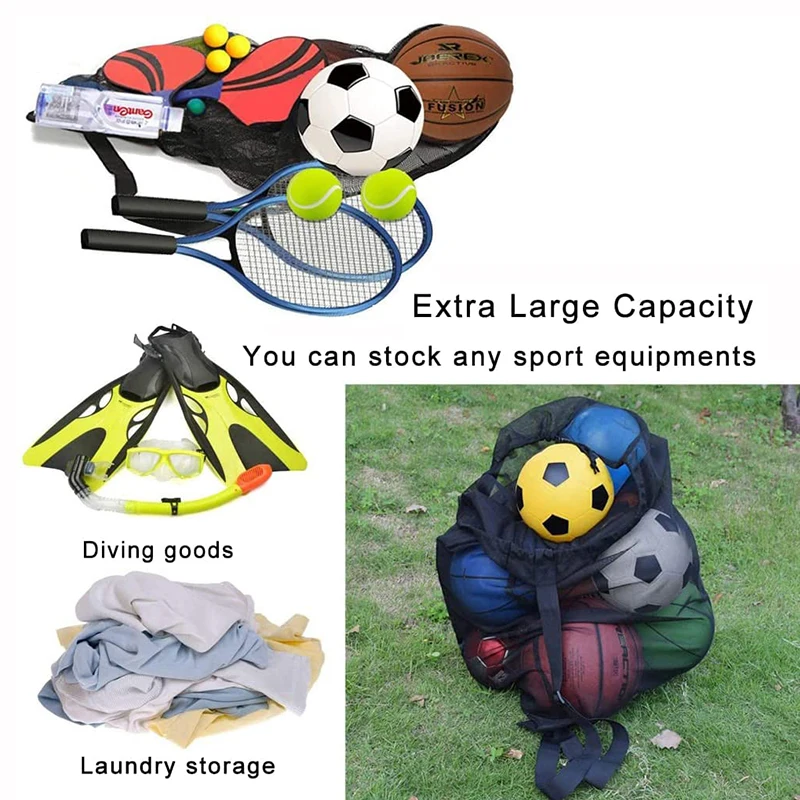Meliya Extra Large Sports Drawstring Mesh Ball Bag Basketball Volleyball Soccer Football Carrying Bag Storage Sack 