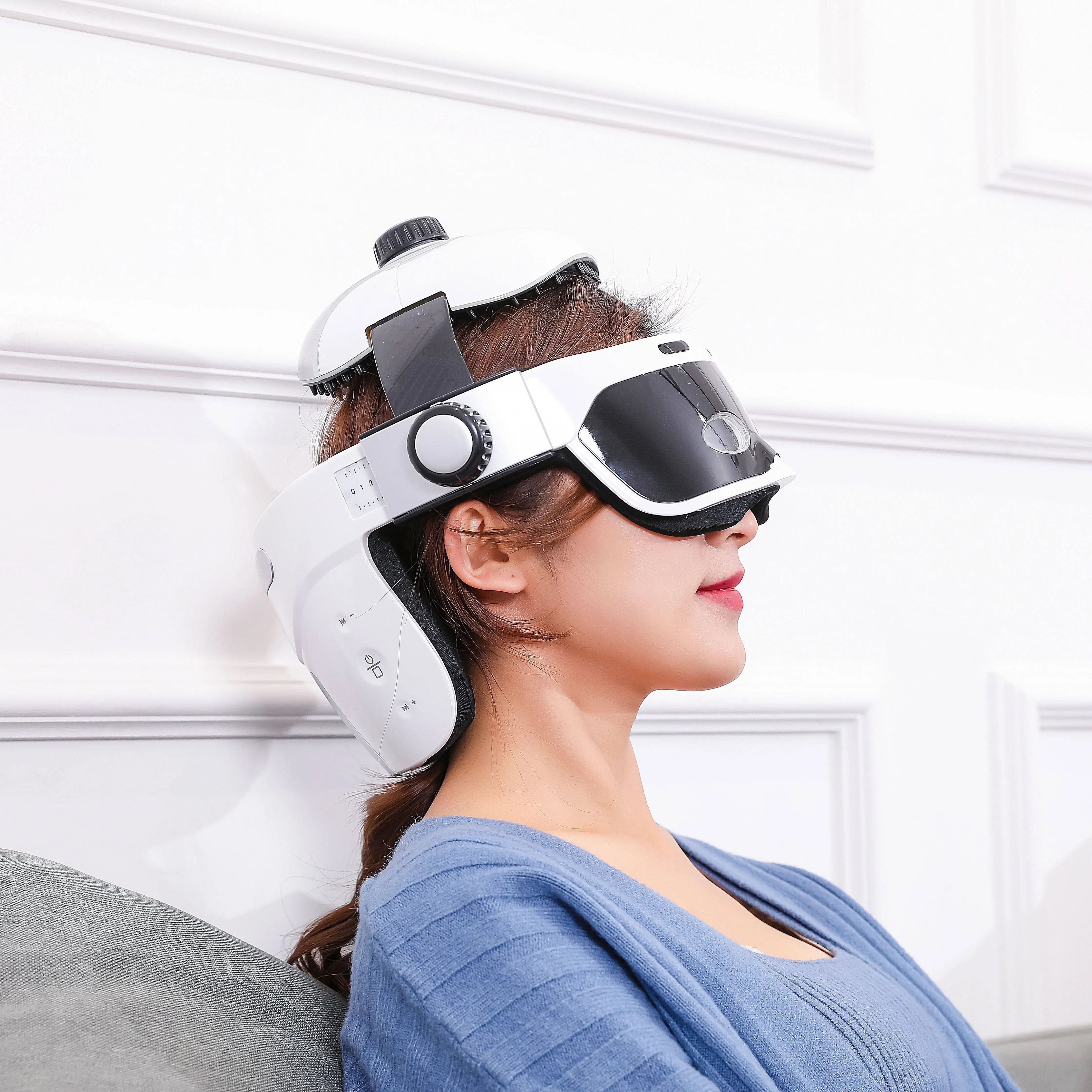 Touch Control 2 in 1 Eye and Head Massager Headache Cap 2023 Electric Vibration Scalp Head Massager Helmet