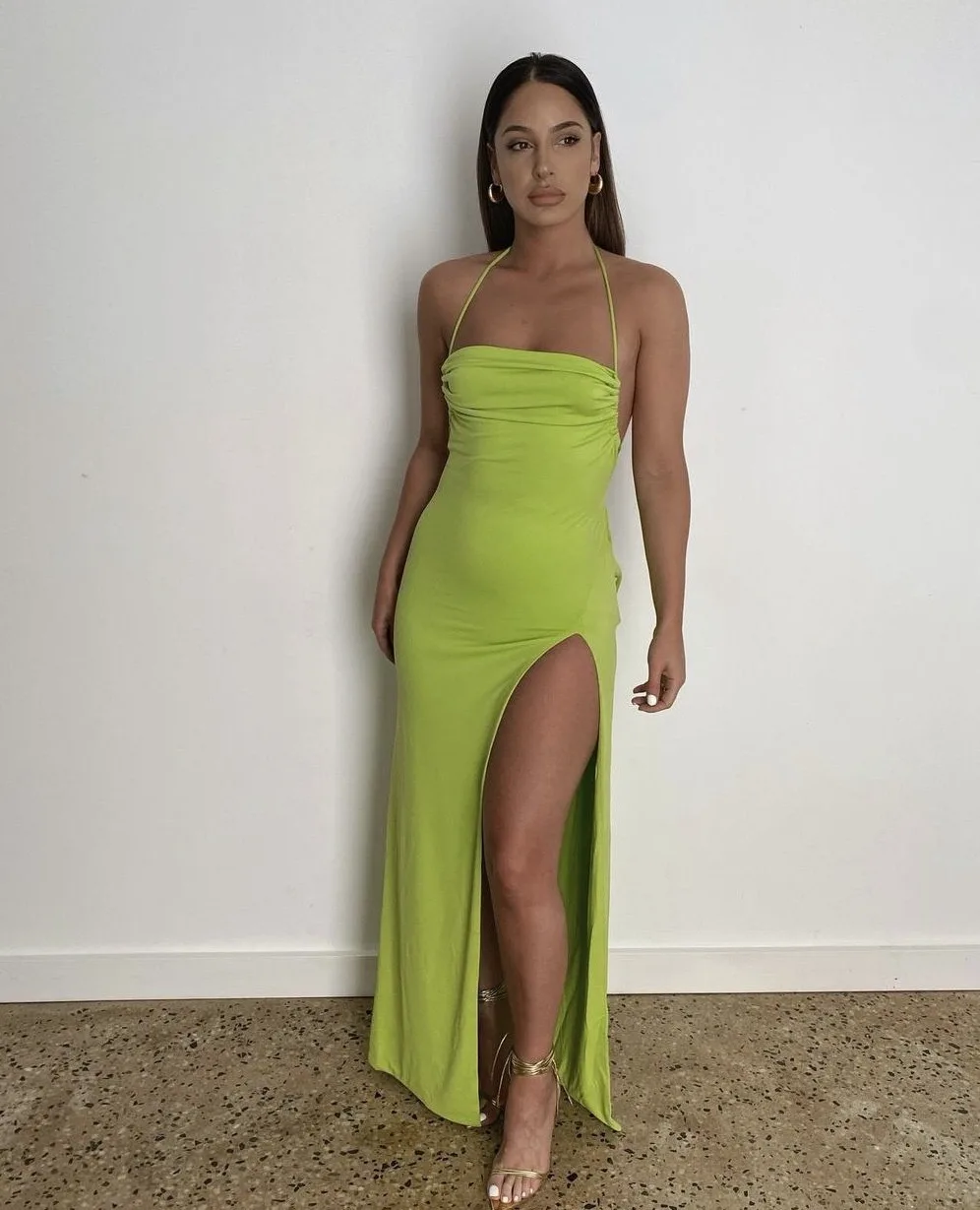 off-Neck Wrapped Chest Elegant Hip-Wrapped Elegant Lady Small Mop Split Evening Dress for