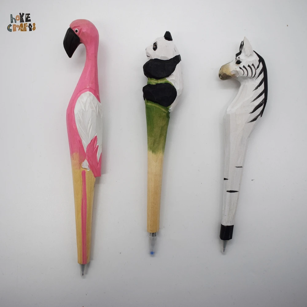 Pens for Writing Ballpoint Wood Carved Cute Animals carved pen