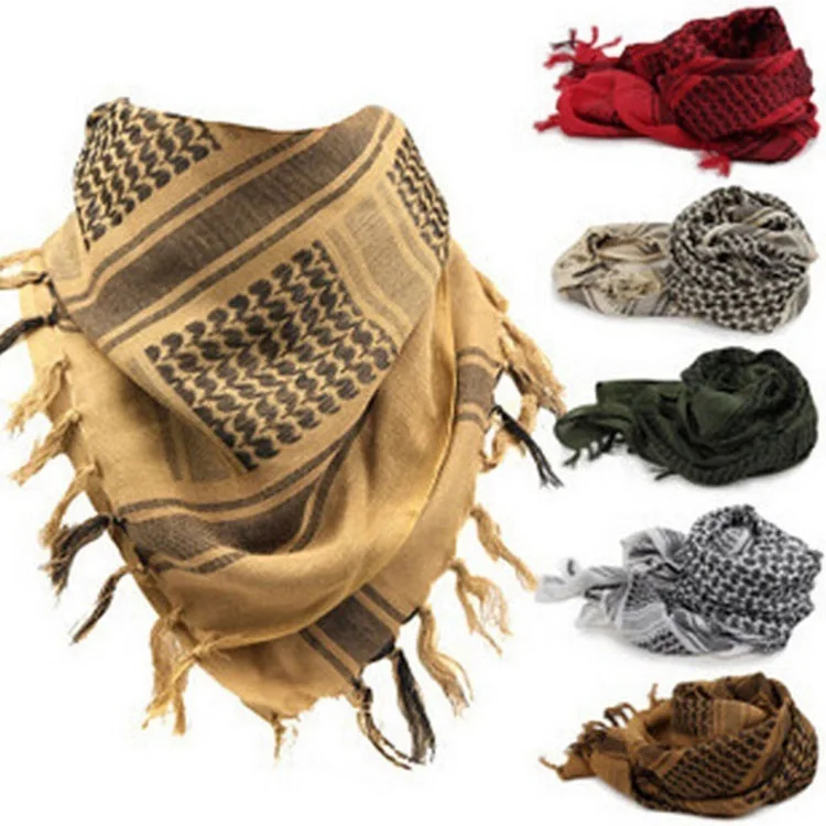 Custom 100% Cotton Shemagh Tactical Desert Scarf Wrap Head Neck Arab Scarf for running climbing hiking Men And Women factory