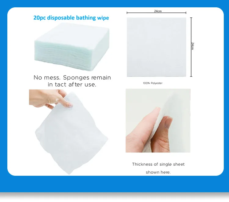 All In One Single Use Disposable Presoaped Waterless Shower Washing No