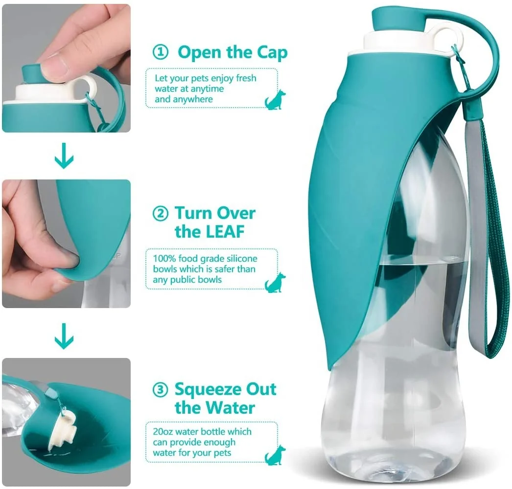 Складная бутылка для воды с изображением листьев собаки дозатор домашних животных фидерный контейнер портативный чашей питья миска походов путешествий