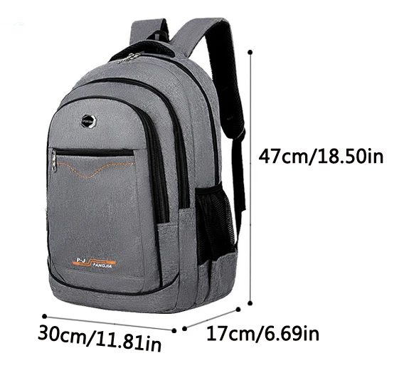 Hr021 Unisex Solid Color Laptop Backpack Business Nylon College