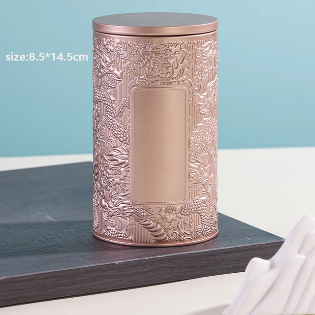 Round Tinplate Gift Box for Chocolate Sugar Snack Packaging Embossed Cookie and Tea Box