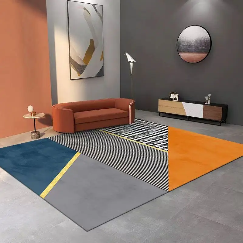 2023 Trending Custom 3d Printed Carpet Rugs Orange Geometric Carpets for Living Room Large Bedroom Area Rugs and Carpet