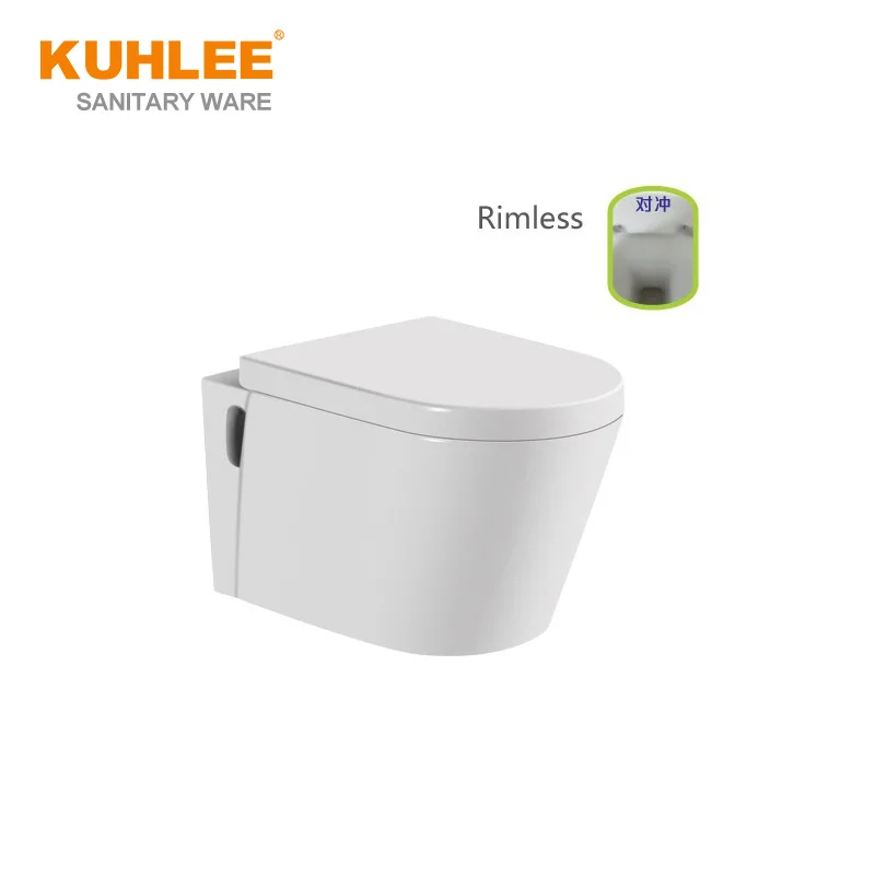 Bathroom WC CE High Quality Water Saving White Ceramic Rimless Washdown Wall Hung Toilet Bowl