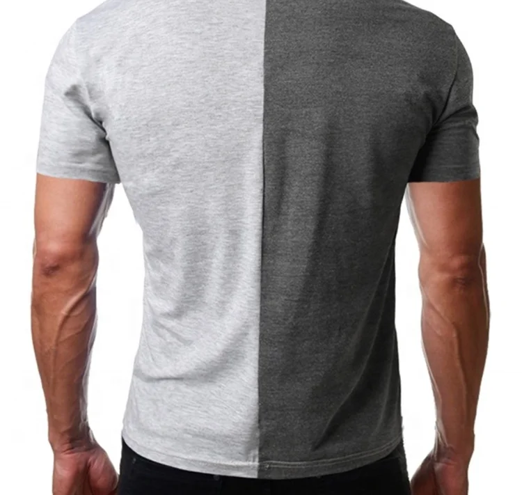 Custom Mens Two Tone Color Mens Half Black Half White T Shirt Bulk Blank Mix Color Shirt Buy Blank Shirt Different Color Shirts Patchwork T Shirt Product On Alibaba Com